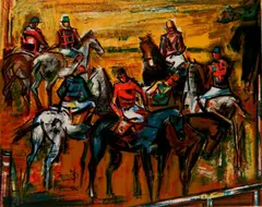 Rodolphe Caillaux, - Le Course-, lithograph in colors
