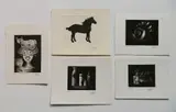 Mario Avati, - ''Un Chat Sur La Tete''; ''Le Petit Cheval''; ''Little Bird''; ''Un Escargot Pour Noel''; and ''Flacons'' (Passeron 208, 331, 341, 358 & 372)- 1, etching, 1 drypoint and 3 mezzotints, 1957, 1961, 1963, 1965 and 1966, all
