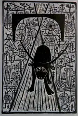 Alfons Dargis, - ''Bull''-, woodcut in two colors, 1954
