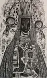 Vytautas Ignas, - Madonna and Child-, woodcut, 1963