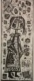 Vytautas Ignas, - Girl with Doll-, woodcut, 1963