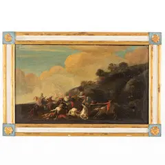 Bozzetto raffigurante una scena di battaglia by Vincent Adriaenssen, oil on canvas, offered May 2023