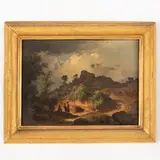 Károly Markó the Younger, Budapest 1822 - Mosca 1891 / Paesaggio di campagna con tre contadini