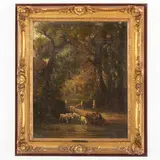 Nicola Palizzi, Vasto, 1820 - Napoli, 1870 / Paesaggio con gregge / Firmato N Palizzi in basso a destra