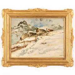 Cesare Gheduzzi, Crespellano, 1894 - Torino, 1944 / Paesaggio innevato con il Monte Rosa / Firmato C Gheduzzi in basso a destra, oil on panel