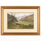 Cesare Gheduzzi, Crespellano, 1894 - Torino, 1944 / Paesaggio con animali al pascolo / Firmato C Gheduzzi in basso a sinistra