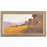 Ferruccio Rontini, Firenze, 1893 - Livorno, 1964 / Paesaggio di campagna con contadini / Firmato F Rontini in basso a destra, oil on canvas