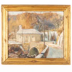 Luigi Zago, Villafranca 1894 - Buenos Ayres 1952 / San Rocco Vallemosso / Firmato Luigi Zago e datato 5-1-40 XVIII in basso a destra, oil on cardboard