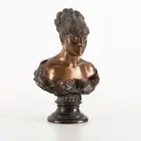 Vincenzo Gemito, Napoli, 1852 - 1929 / Busto di Madame Mathilde Duffaud / Firma Gemito e timbro di fonderia sul retro, bronze