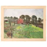 Evasio Montanella, Prà, 1878 - 1940 / Paesaggio di campagna con contadini / Firmato E Montanella e datato 1933 in basso a destra, oil on canvas