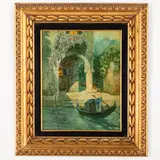 Rodolfo Paoletti, Venezia 1866 - Milano 1924 / Canale veneziano con gondola / Firmato Paoletti R in basso a destra, oil on compensato