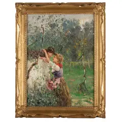 Miseno, 1894 - Napoli, 1989 / Gli innamorati / Firmato G Panza in basso a destra by Giovanni Panza, oil on panel, offered May 2023