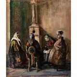 Eso Peluzzi, Cairo Montenotte, 1894 - Monchiero, 1985 / Nell'ospizio, Santuario / Firmato E Peluzzi in basso a destra, oil on tavoletta