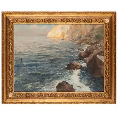 Raffaele Giannetti, Porto Maurizio 1837 - Genova 1915 / Brezza marina sulla costa ligure / Firmato R Giannetti in basso a destra, oil on canvas