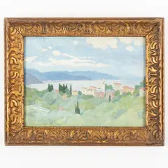 Roma 1874 - 1959 / Camogli, San Lorenzo della Costa / Firmato P Fabri e titolo in basso a sinistra by Pompeo Fabri, oil on cardboard, offered May 2023