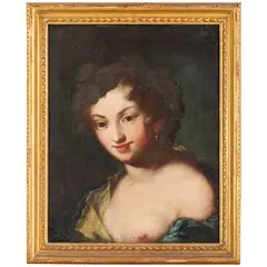 Ritratto di giovane ragazza in veste di baccante by Domenico Maggiotto, oil on canvas, offered May 2023