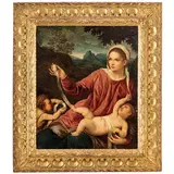 Giovanni Bordone, Madonna con Gesù Bambino e San Giovannino, oil on canvas