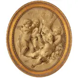 Giochi di putti by Piat Joseph Sauvage, oil on canvas applicata on panel ovale, offered May 2023