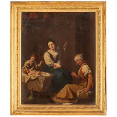 Giuseppe Gambarini, Scena familiare, oil on canvas