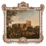 Veduta del Colosseo con figure by Giovanni Battista Busiri, oil on canvas, offered May 2023