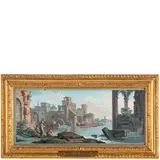 Pietro Paltronieri, Coppia di vedute di fantasia, tempera on canvas