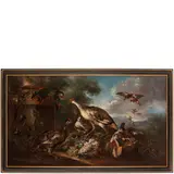 Paesaggio con uccelli, pappagallo e uva by Angelo Maria Crivelli Detto Il Crivellone, oil on canvas, offered May 2023