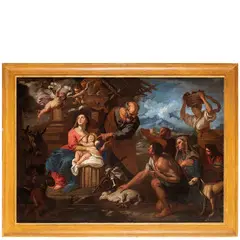 Adorazione dei pastori, (1671) / Firmato Gio Batta Merano e datato 1671 by Giovanni Battista Merano, oil on canvas, offered May 2023