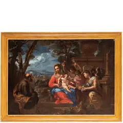 Riposo nella fuga in Egitto (1671) by Giovanni Battista Merano, oil on canvas, offered May 2023