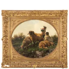 Filippo Palizzi, Vasto, 1818 ; Napoli, 1899 / Contadino con armenti / Firmato Filip Palizzi e datato 1860 in basso a sinistra, oil on canvas