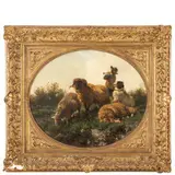Filippo Palizzi, Vasto, 1818 ; Napoli, 1899 / Contadino con armenti / Firmato Filip Palizzi e datato 1860 in basso a sinistra