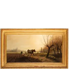 Luigi Steffani, San Giovanni Bianco, 1827 ; Milano, 1898 / L'aratro / Firmato L Steffani in basso a destra, oil on canvas