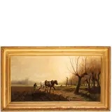 Luigi Steffani, San Giovanni Bianco, 1827 ; Milano, 1898 / L'aratro / Firmato L Steffani in basso a destra, oil on canvas