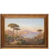Salomon Corrodi, Fehraltorf, 1810 ; Como, 1892 / Veduta di Napoli da Posillipo con il Vesuvio in eruzione / Firmato Corrodi fec. e datato Roma, 1843 in basso a sinistra