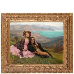 Cesare Saccaggi, Tortona, 1868 ; 1934 / Anime solitarie / Firmato C Saccaggi in basso a destra, oil on panel