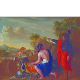 Andrea di Leone, Viaggio di Giacobbe con guerriero, pastori e armenti, oil on canvas