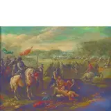 Francesco Graziani, Scena di battaglia, oil on copper