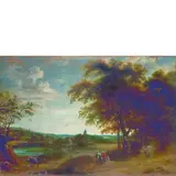 Daniel van Heil, Paesaggio con figure / Firmato in basso al centro: Daniel van Heil Bruxellensis, oil on canvas