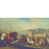 Aniello Falcone, ANDREA DA LIONE / Battaglia tra cavallerie turche e cristiane / Battaglia in campo aperto, oil on canvas