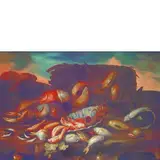 Elena Recco, Natura morta con pesci e crostacei, oil on canvas