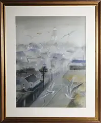 Nantucket Town Clock by C. Robert Perrin, Watercolor on Paper, offered Dec 2019