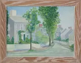 Grey Houses by Estelle Coggins, Oil on Artist Board, offered Dec 2019