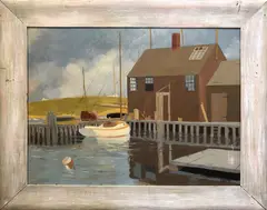 William Frederick Paskell, Nantucket Harbor, Oil on Canvas