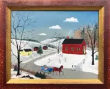 Charlie Munro, Winter Sleigh Ride Scene, Oil on Panel