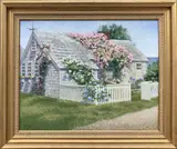 Rose Covered ‘Sconset Cottage by Victoria Cromartie Harvey, Oil on Canvas, offered Aug 2019