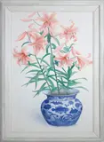 Lilies in a Fish Bowl by Bruce Dilts, Oil on Canvas, offered Aug 2019