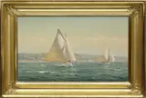 Twin Catboats by Richard K. Loud, Oil on Canvas, offered Aug 2019