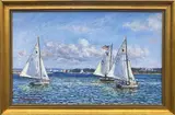 Jan Pawlowski, Sailing in Polpis Harbor on a Brisk Day, Oil on Canvas