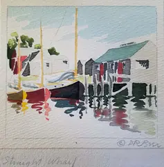 Miniature Nantucket by Doris and Richard Beer, Watercolor, offered Oct 2018