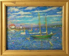 Afternoon Sun Nantucket From Ferry Dock by George C. Thomas, Pastel on Paper, offered Oct 2018