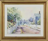 William Welch, Untitled, Oil on Masonite Nantucket Street Scene